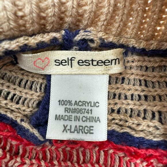 SELF ESTEEM | Women's XL Boho Open Front Cardigan Knit Sweater Southwest Aztec - Picture 7 of 9